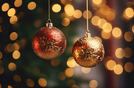 Christmas decoration on bokeh backgr, a Photo by Iftikhar Alam
