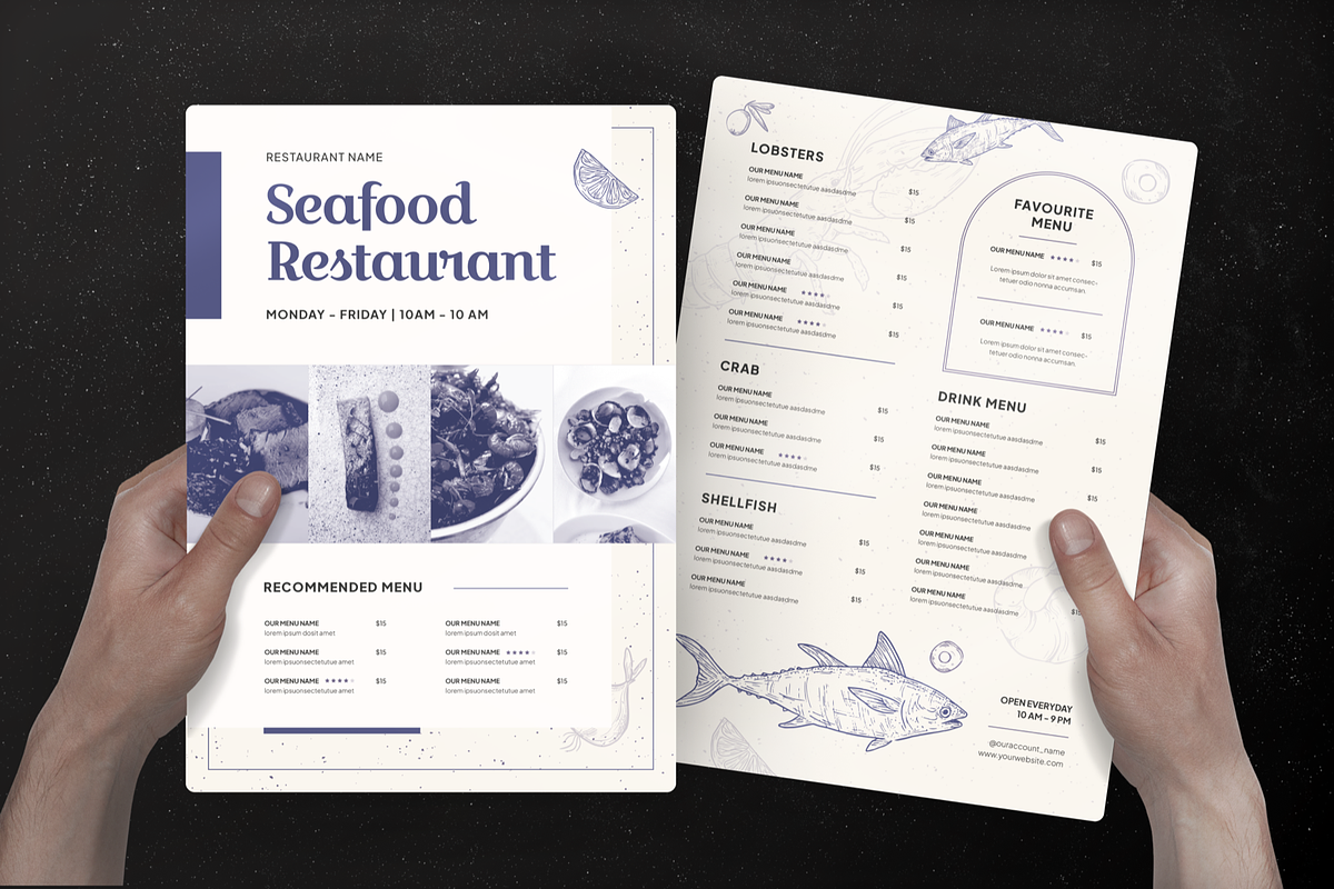 Seafood Restaurant Menu, a Print Template by Annora Studio (Photo 3 of 4)