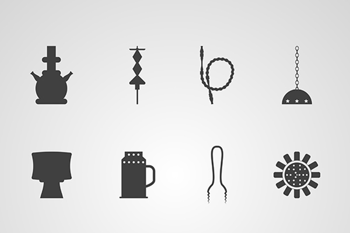 Hookah accessories vector icons