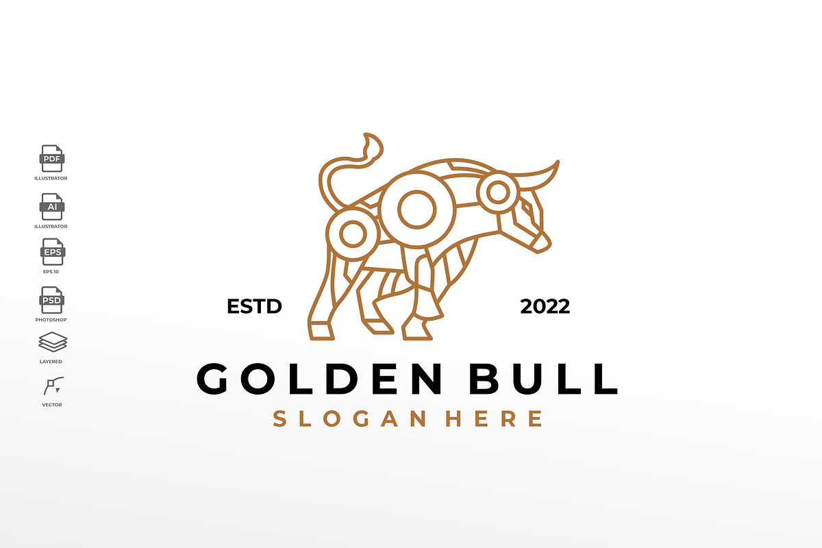 Luxury Line Art Heraldic Bull Logo, a Branding & Logo Template by Rupture
