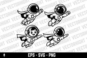 Superhero astronaut flying, a Technology Illustration by Vectorhight