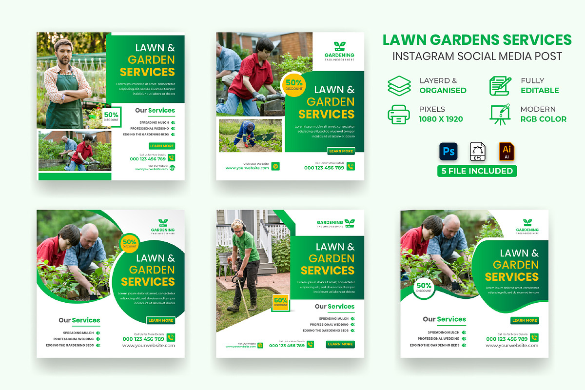 Lawn Garden Services Social Media, a Social Media Template by Mk_Studio (Photo 1 of 6)