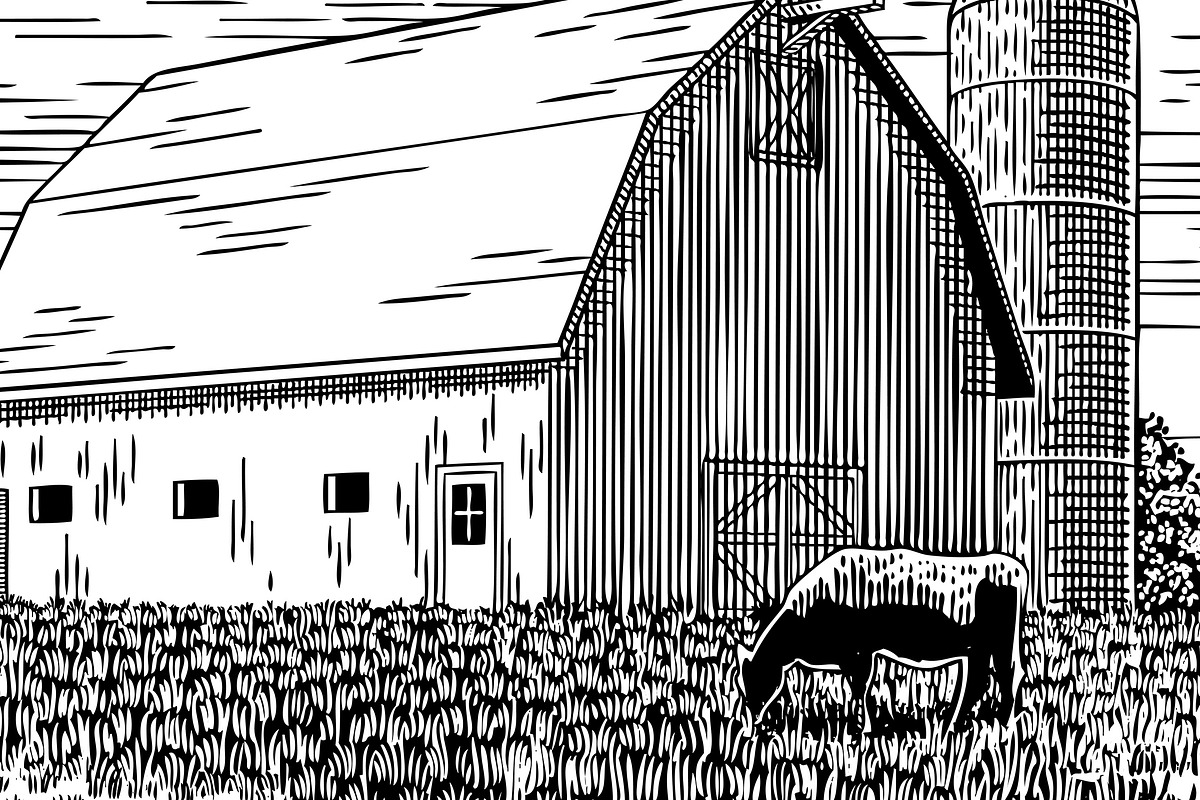 Old Milk Barn and Cow, an Animal Illustration by blue67sign (Photo 2 of 2)