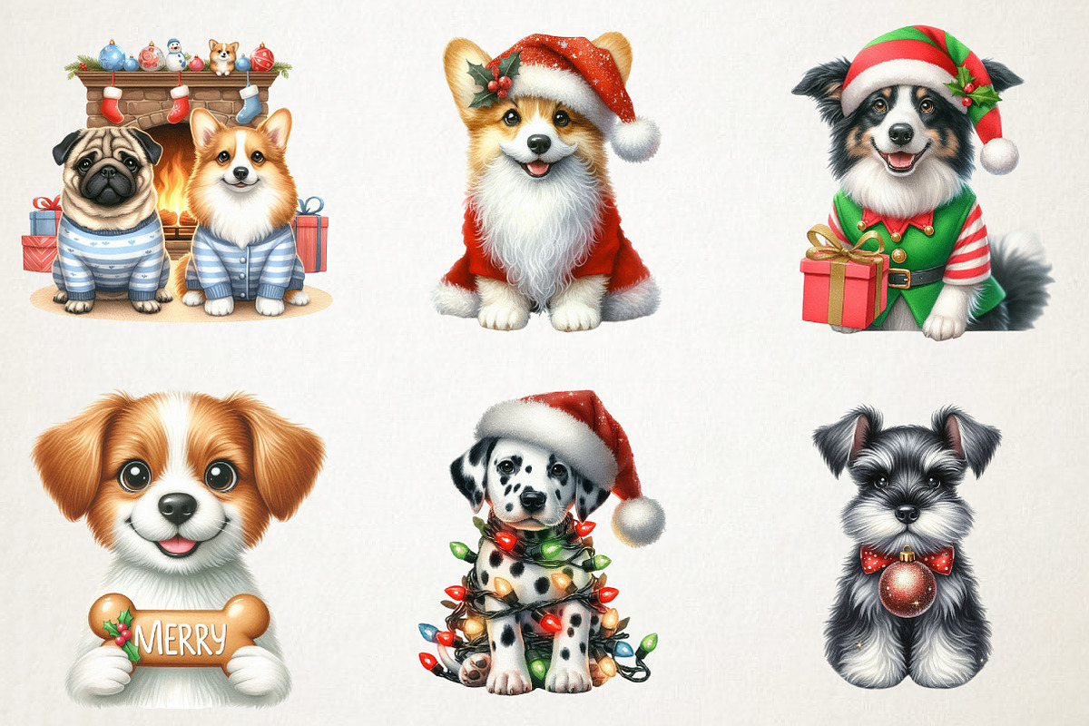 Christmas Cute Dog Sublimation Clipa, an Illustration by RobertsArt (Photo 6 of 7)