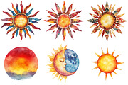 Watercolor Sun Designs for Summer, an Illustration by Pixels.Craft (Thumbnail 7 of 7)