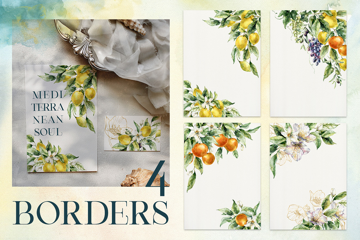 Mediterranean citrus tile watercolor, a Decorative Illustration by Yuliya Derbisheva (Photo 9 of 15)