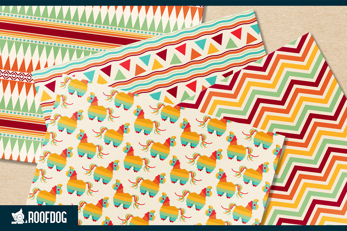 Cinco de Mayo themed digital papers, a Pattern Graphic by Roofdog Design (Photo 3 of 5)