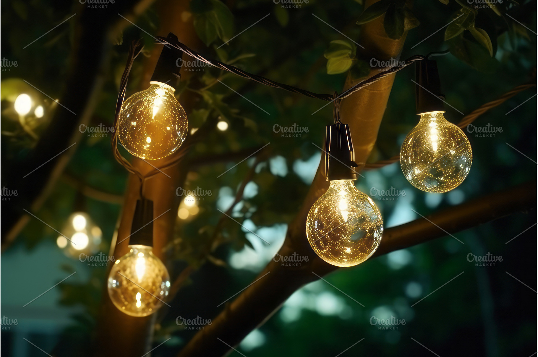 Decorative outdoor lights. Generate, a Nature Photo by Ylivdesign