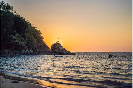 Beautiful sunset on the sea behind, a Nature Photo by Elizaveta Galitskaya