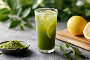 Refreshing iced matcha lemonade, a Food & Drink Photo by MistyDay