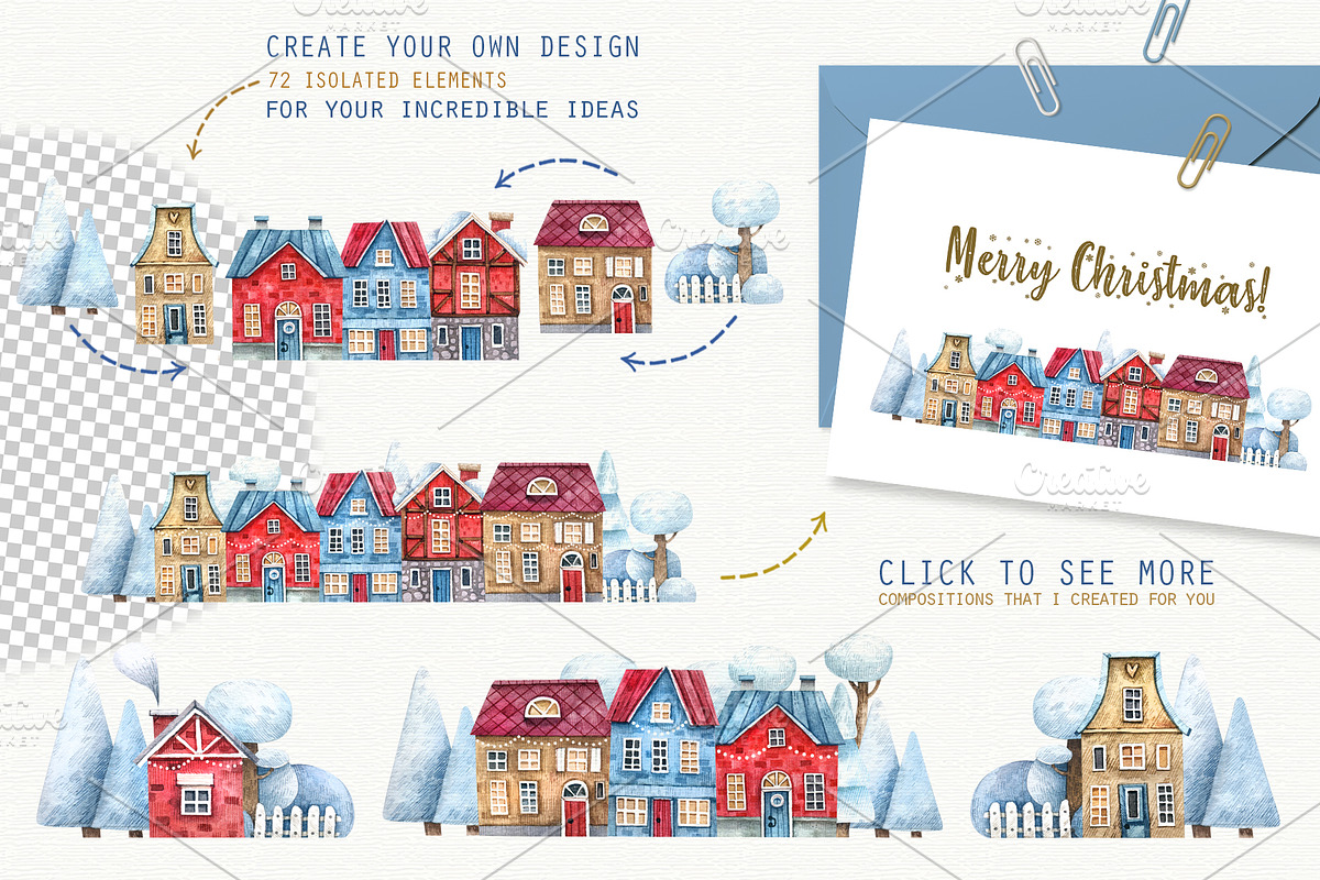 Christmas House, a Texture Illustration by Watercolor by Tonia Tkach (Photo 3 of 7)