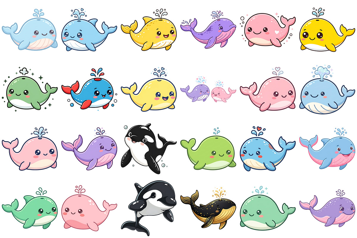 Cute Whale Clipart, an Animal Illustration by Forhadx5 (Photo 5 of 7)
