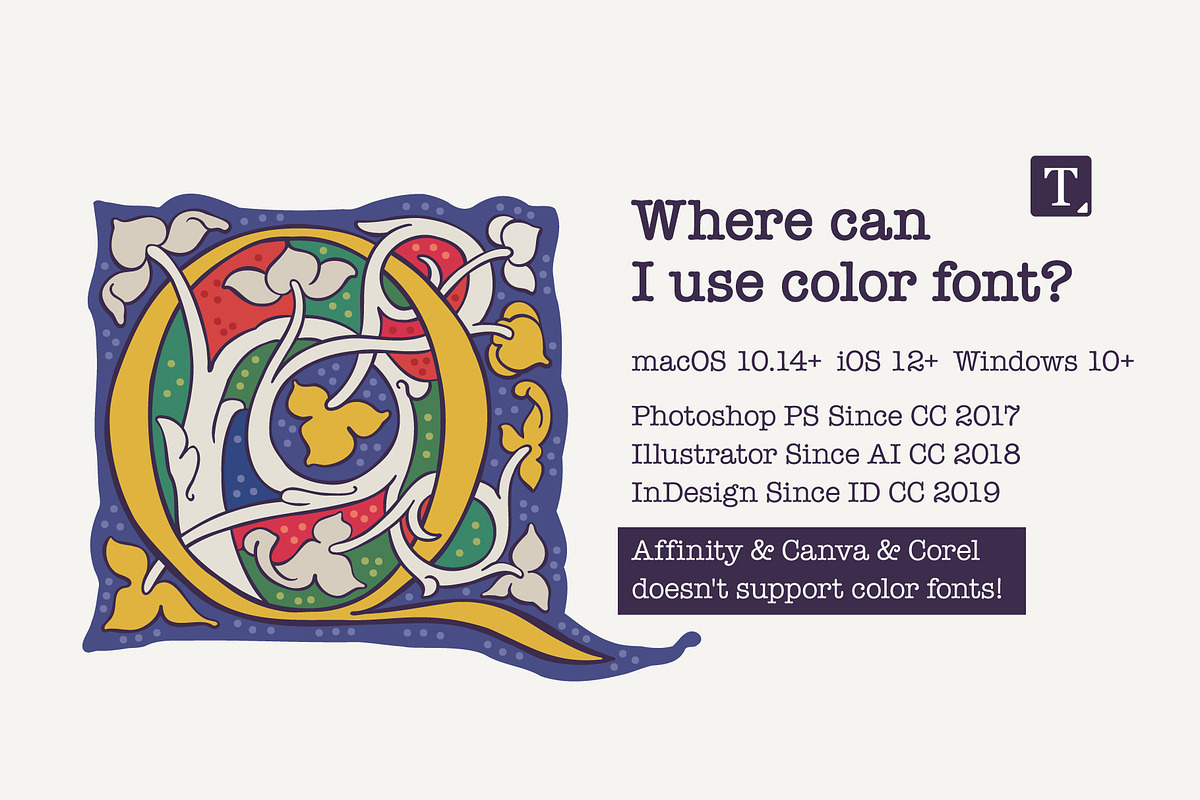 Ptolemei Colored drop caps font, a Blackletter Font by kaer_shop (Photo 3 of 12)