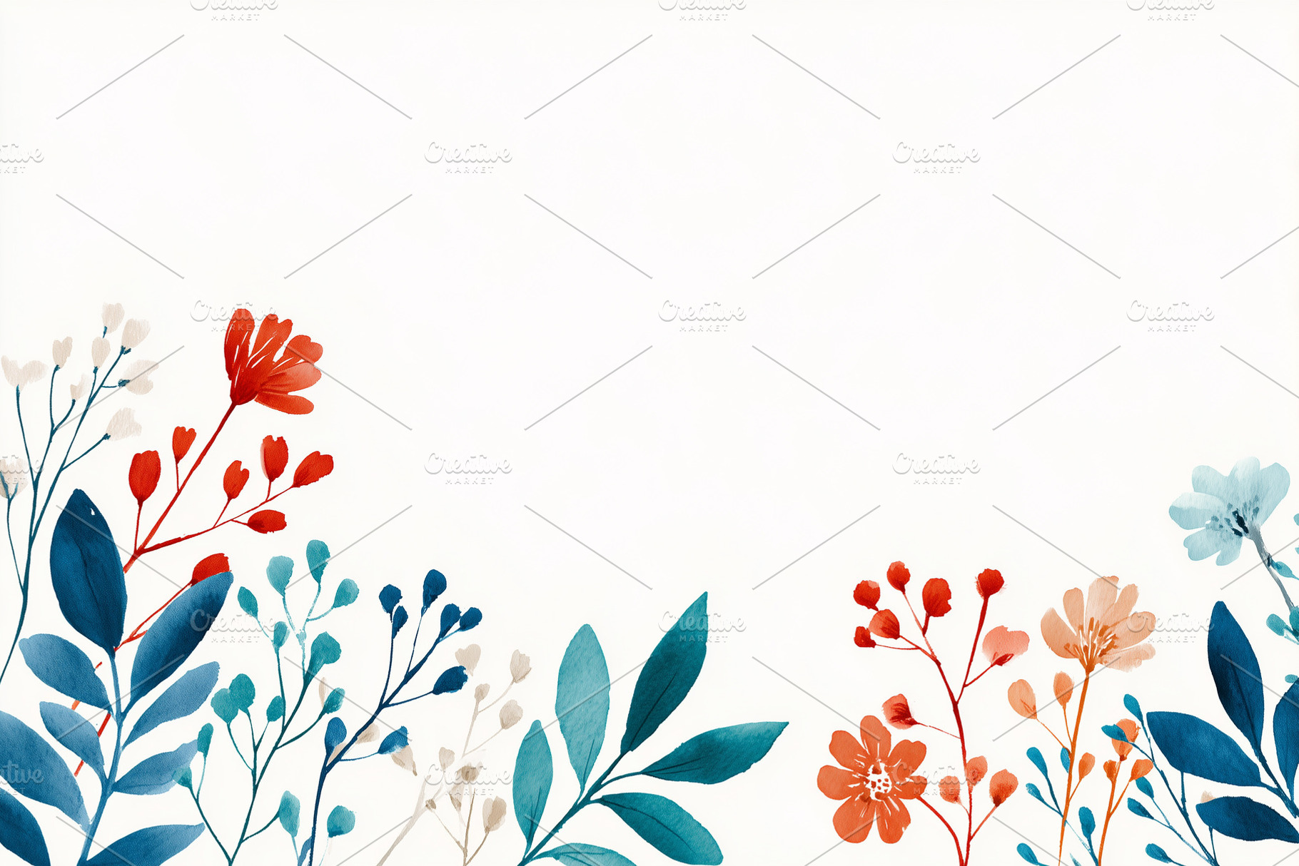 Vibrant watercolor floral border, a Nature Photo by MistyDay