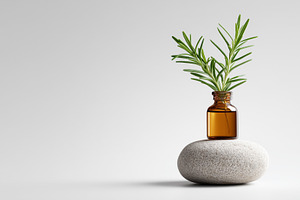 Brown glass bottle with fresh sprigs, a Health & Medical Photo by MistyDay