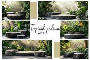 Stone Podium & Tropical Greenery