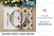 Christmas Placemat & Napkin Mockup, a Merchandise Mockup by Mie Mockup Studio (Thumbnail 1 of 6)