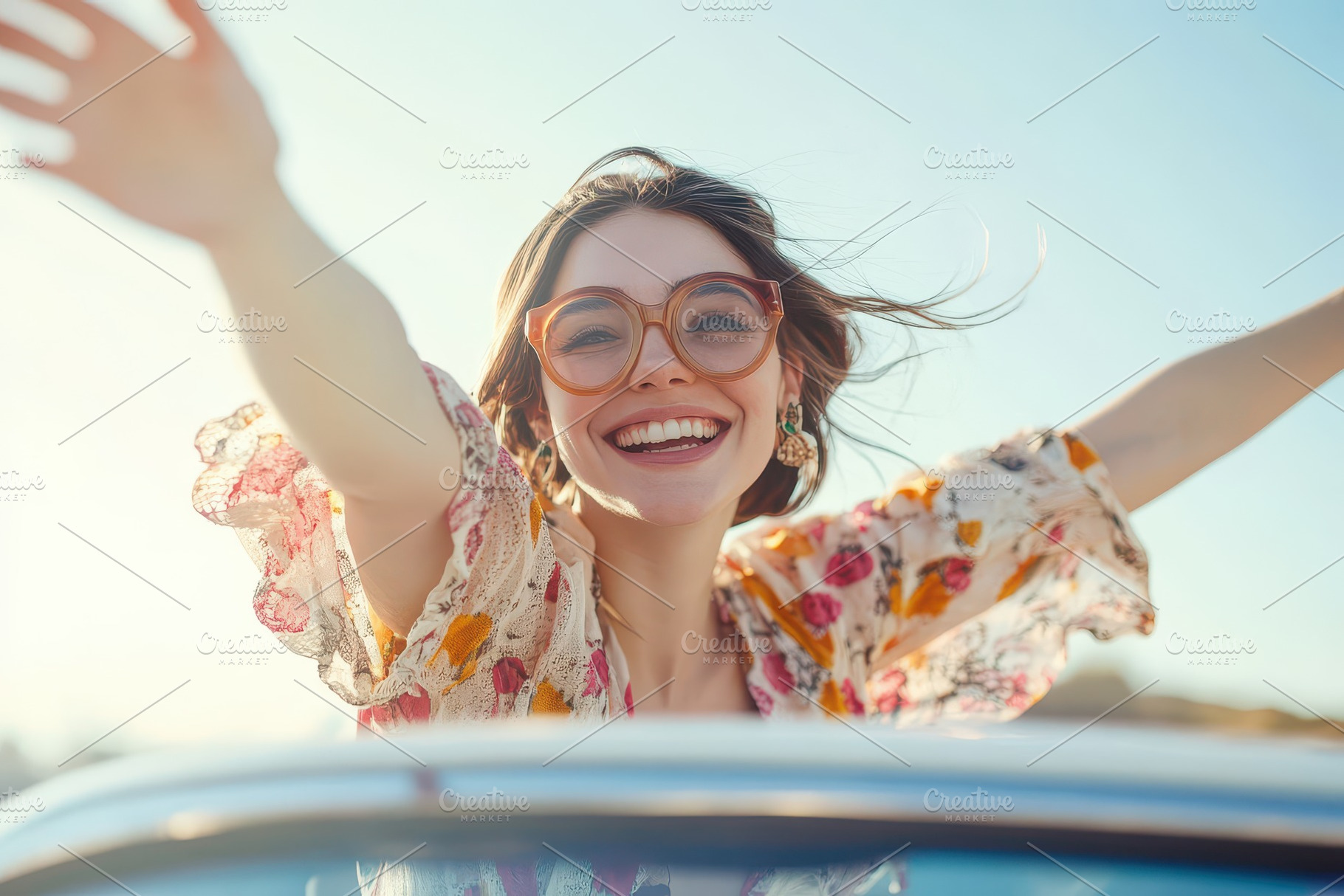 Cheerful young woman in vintage, a Photo by Pavel_design
