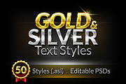 50 Gold & Silver Text Styles, a Layer Style Add-On by Graphicsfuel (Thumbnail 1 of 3)