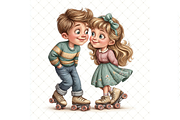 Roller Skating Couple Clipart JPG, a Person Illustration by Memories By Lea (Thumbnail 7 of 18)