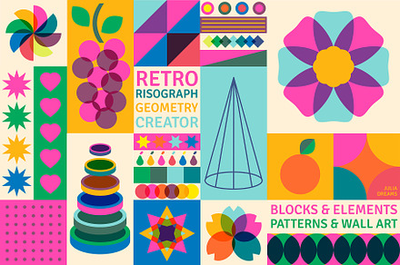 Retro Risograph Geometry Creator, an Object Graphic by Julia Dreams