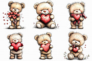 Whimsical Valentine Teddy Bear Clipa, an Illustration by Libby Wishes (Thumbnail 9 of 9)