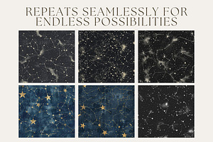 10 Midnight Skies Seamless Patterns