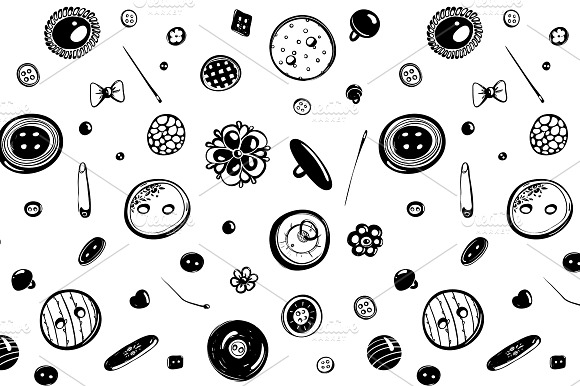 Buttons And Needles Seamless Pattern