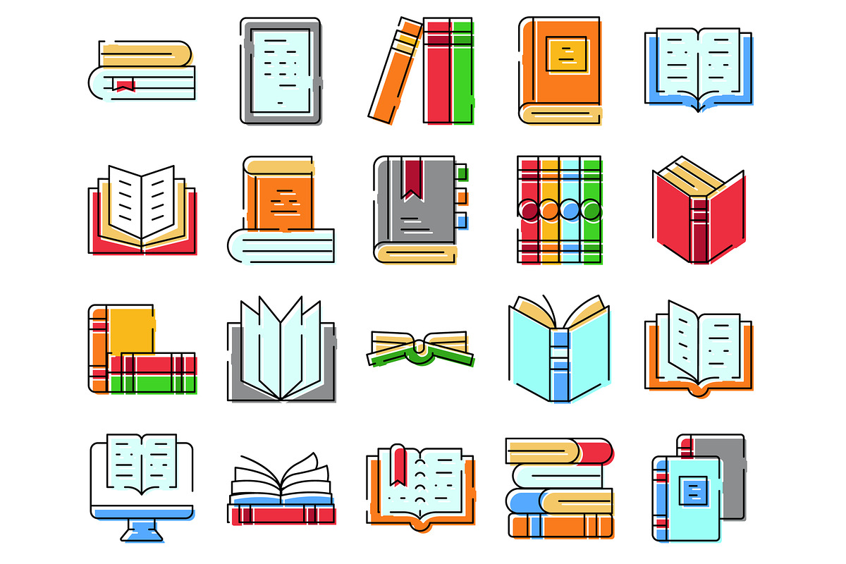 Books and reading education icon set, an Object Graphic by pikepicture (Photo 2 of 3)