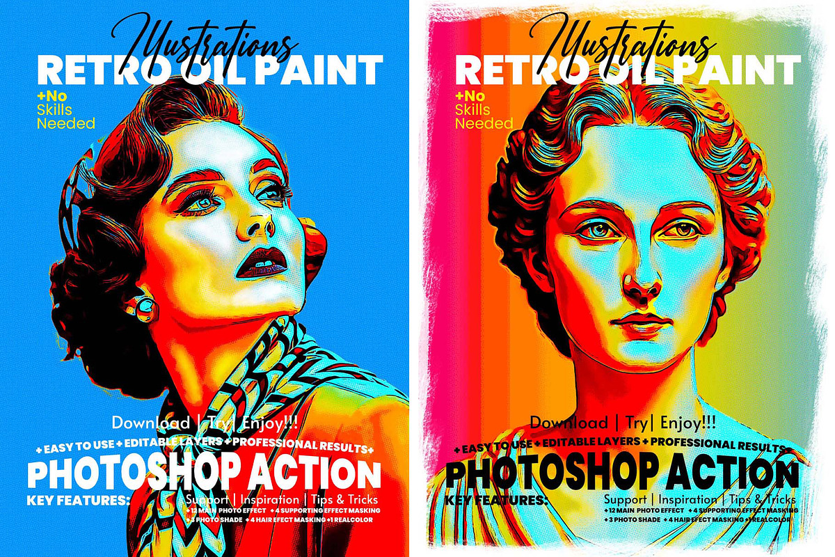 Retro Oil Paint Illustration Action, an Action Add-On by MRI STUDIO (Photo 1 of 12)