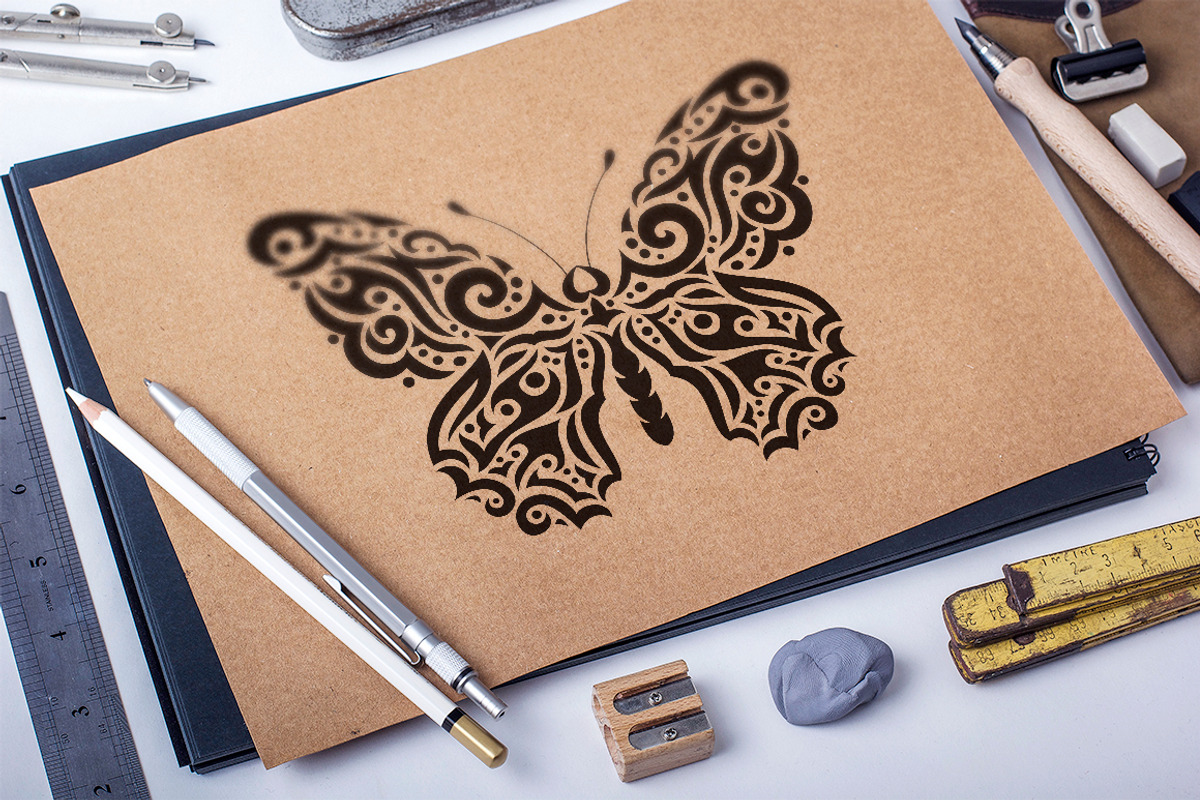 2 tribal butterflies, an Illustration by Xella Design (Photo 1 of 2)