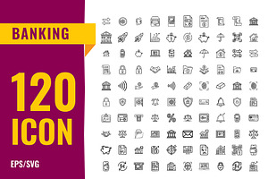 Banking & Finance Line Icons, an Outline Icon by gstudiovect21