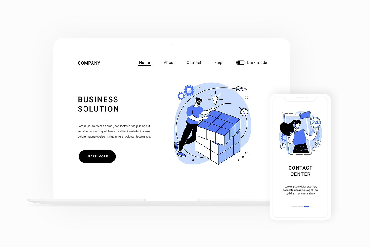 50 Business UI illustrations, a Templates & Theme by Visual Generation