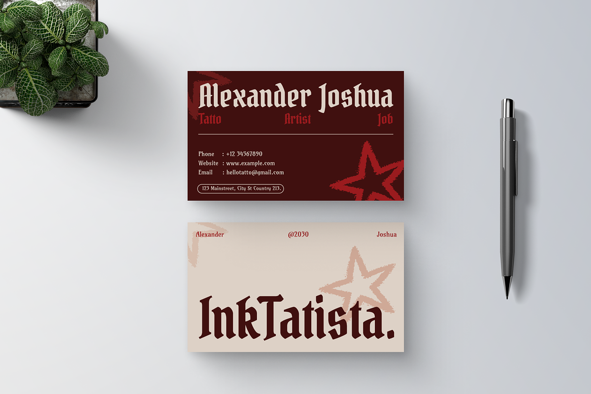 Red Tatto Artist Business Card, a Business Card Template by Annora Studio (Photo 4 of 6)