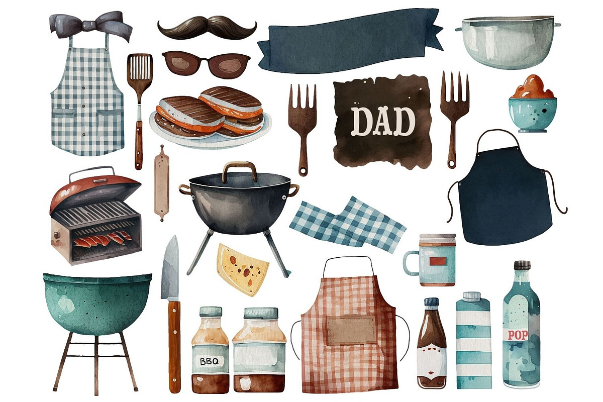 BBQ Grilling Fathers Day Clipart, a Graphic by JBArt Clipart (Photo 3 of 6)