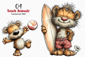 Whimsical Beach Animals Clipart, an Illustration by SinaCreation