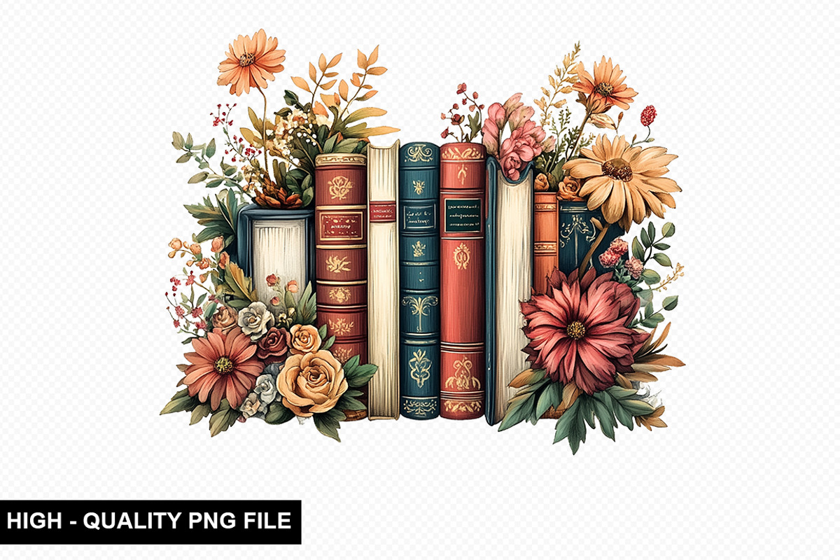 Watercolor Floral Book Clipart, an Illustration by crative8112 (Photo 6 of 9)