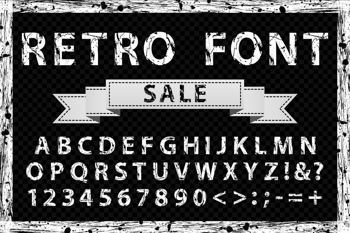 Grunge ink vector font