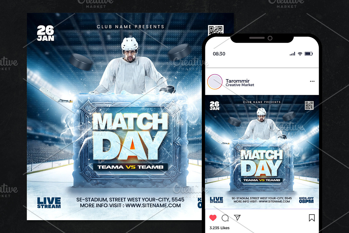 3 Hockey Flyer Template, a Flyer Template by Tarommir (Photo 3 of 7)