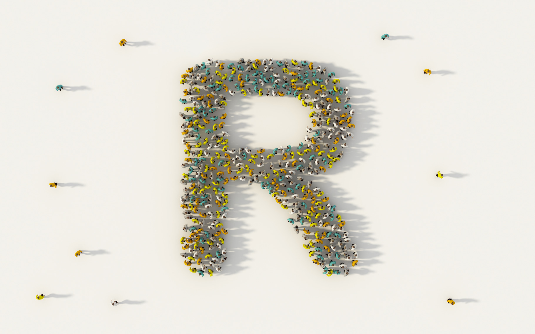 Large group of people forming letter | Education Illustrations ...