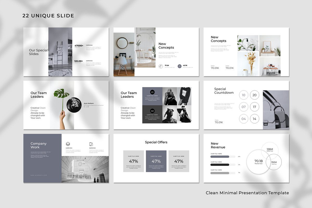 Clean Minimal Black White Presentati preview 6