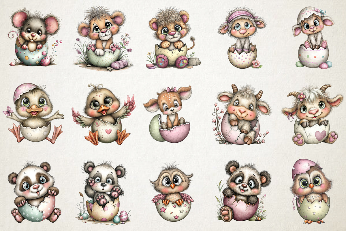 Whimsical Eggshell Easter Animal PNG, an Illustration by RobertsArt (Photo 4 of 11)