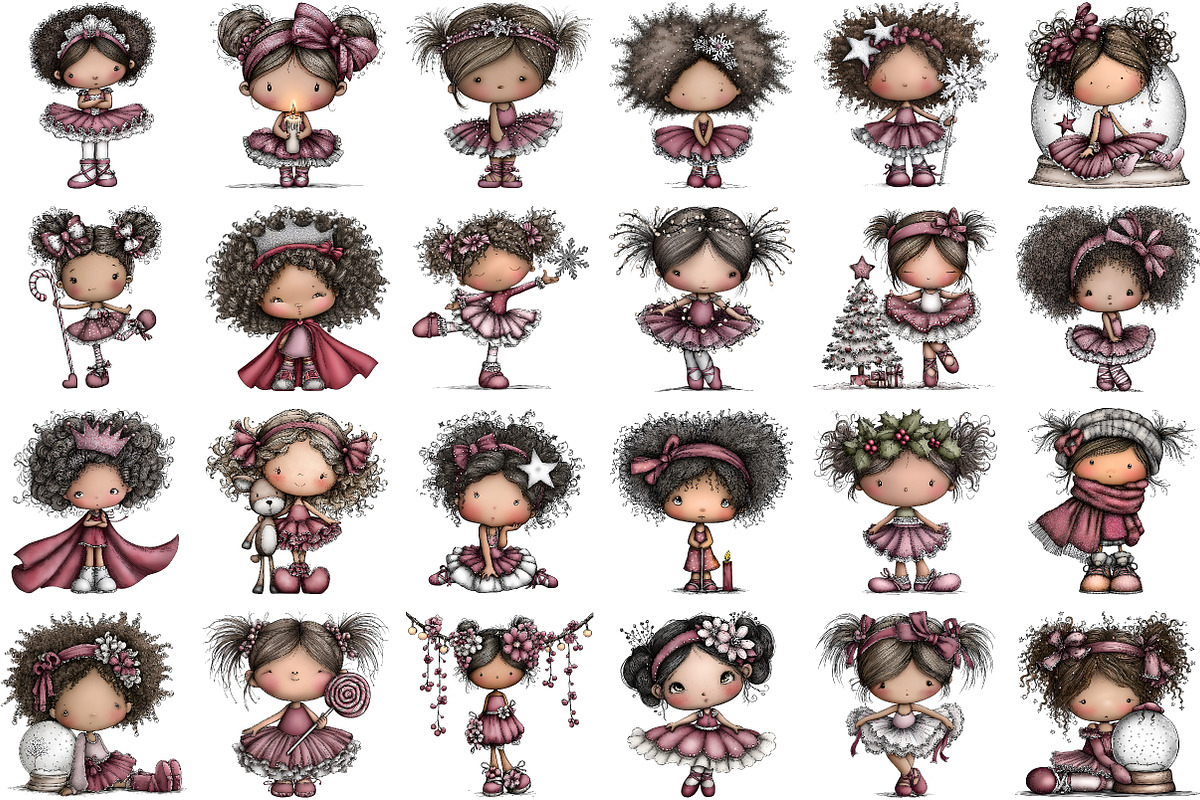 Watercolor Holiday Ballerina Clipart, an Illustration by Sublimation Artist (Photo 2 of 6)