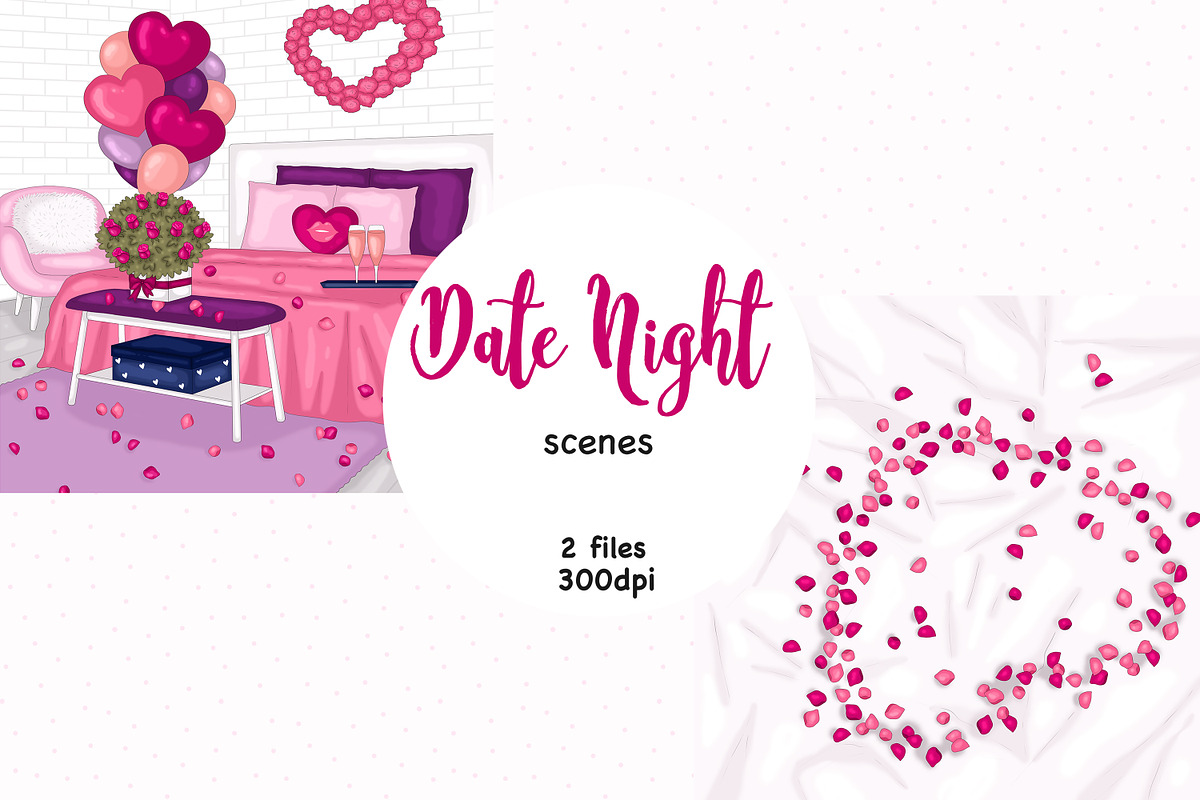 Date Night Scenes, a Seasonal Illustration by GlamArtZhanna (Photo 1 of 3)