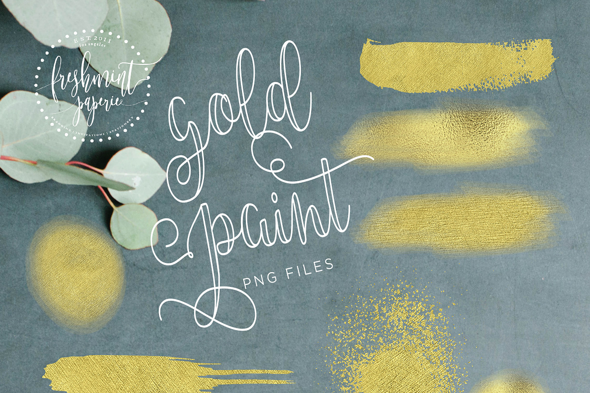 gold paint elements - brush strokes, a Graphic by Freshmint Paperie (Photo 1 of 2)