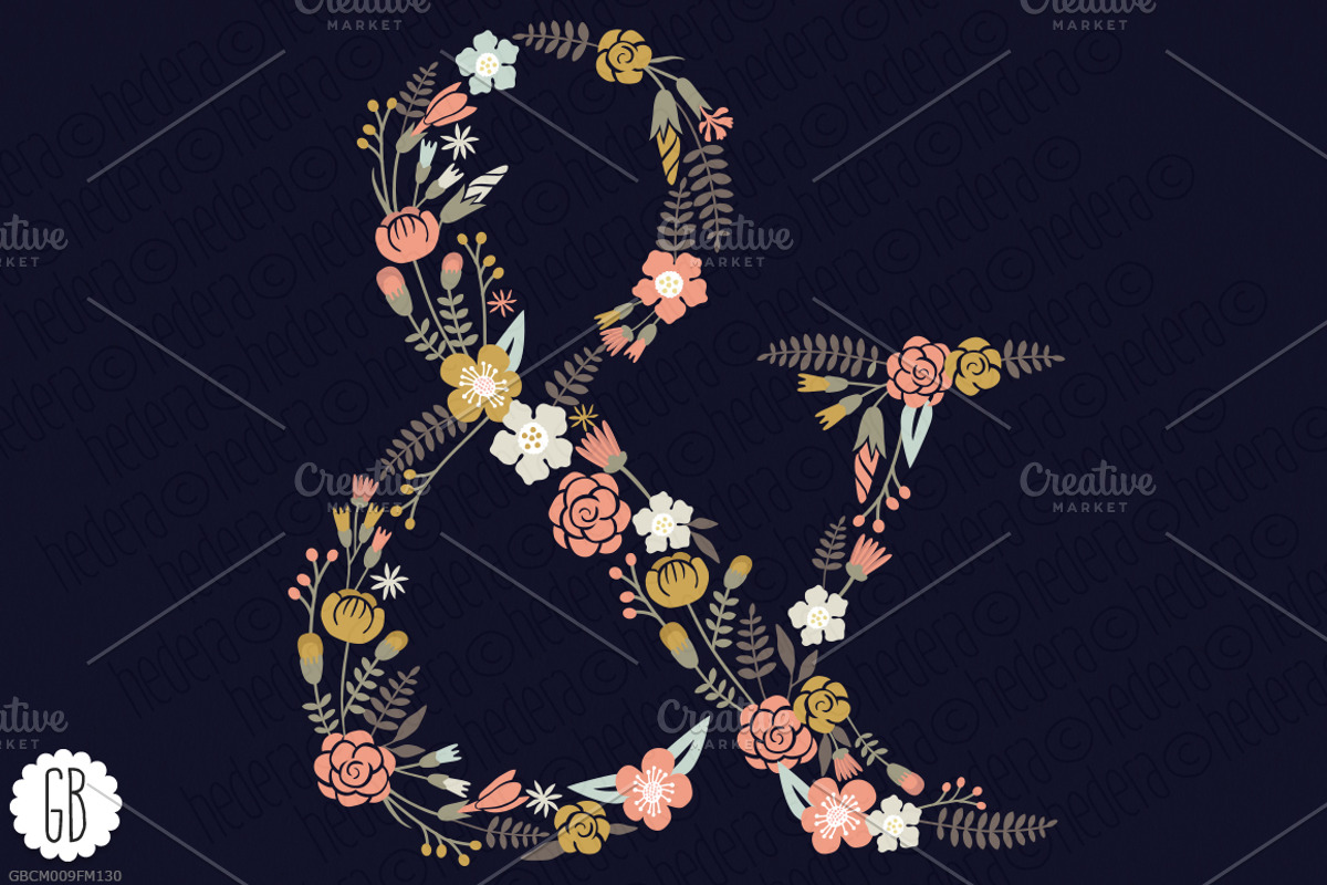 Floral letters, monogram, floral PR&, a Decorative Illustration by GrafikBoutique (Photo 2 of 3)