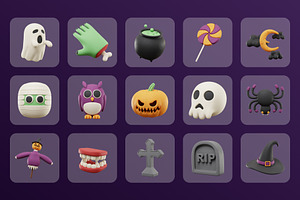 3D Halloween Illustration Set