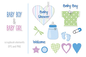 Baby scrapbook elements