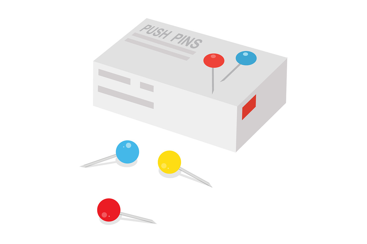 Colorful push pin box, an Education Illustration by Viktorijareut