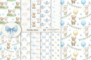 Teddy Bear Patterns Baby Boy Paper